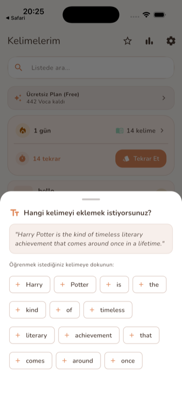 İngilizce Kelimeleri Okurken Zahmetsizce Ekle